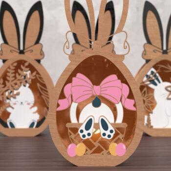 Intra απο ξύλο plywood 3mm-4mm πάχος - Πακέτο φαναριού με 3D Layered Easter Bunny Δίασταση 15x15 cm INTRAFABR-118559529 - Image 6