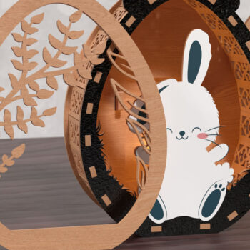 Intra απο ξύλο plywood 3mm-4mm πάχος - Πασχαλινό λαγουδάκι τρισδιάστατο φανάρι με στρώσεις Δίασταση 20x20 cm INTRAFABR-118559504 - Image 4