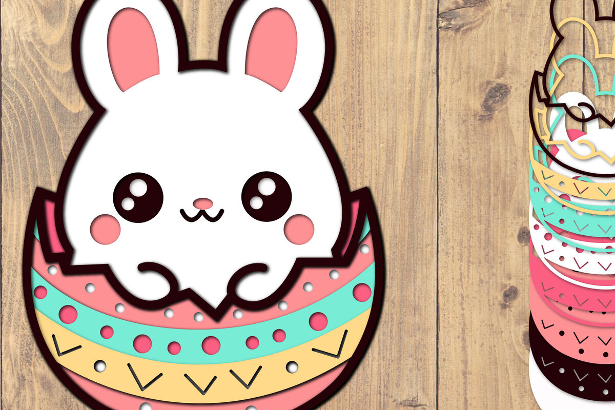 Intra απο ξύλο plywood 3mm-4mm πάχος - Easter Bunny 3d Paper Cut Laser Cut  Δίασταση 1500x1500 cm INTRAFABR-118059613