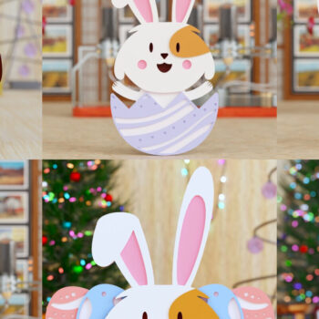 Intra απο ξύλο plywood 3mm-4mm πάχος - Πασχαλινό λαγουδάκι 3D  Laser Cut BUNDLE Δίασταση 20x25 cm INTRAFABR-93628648 - Image 1