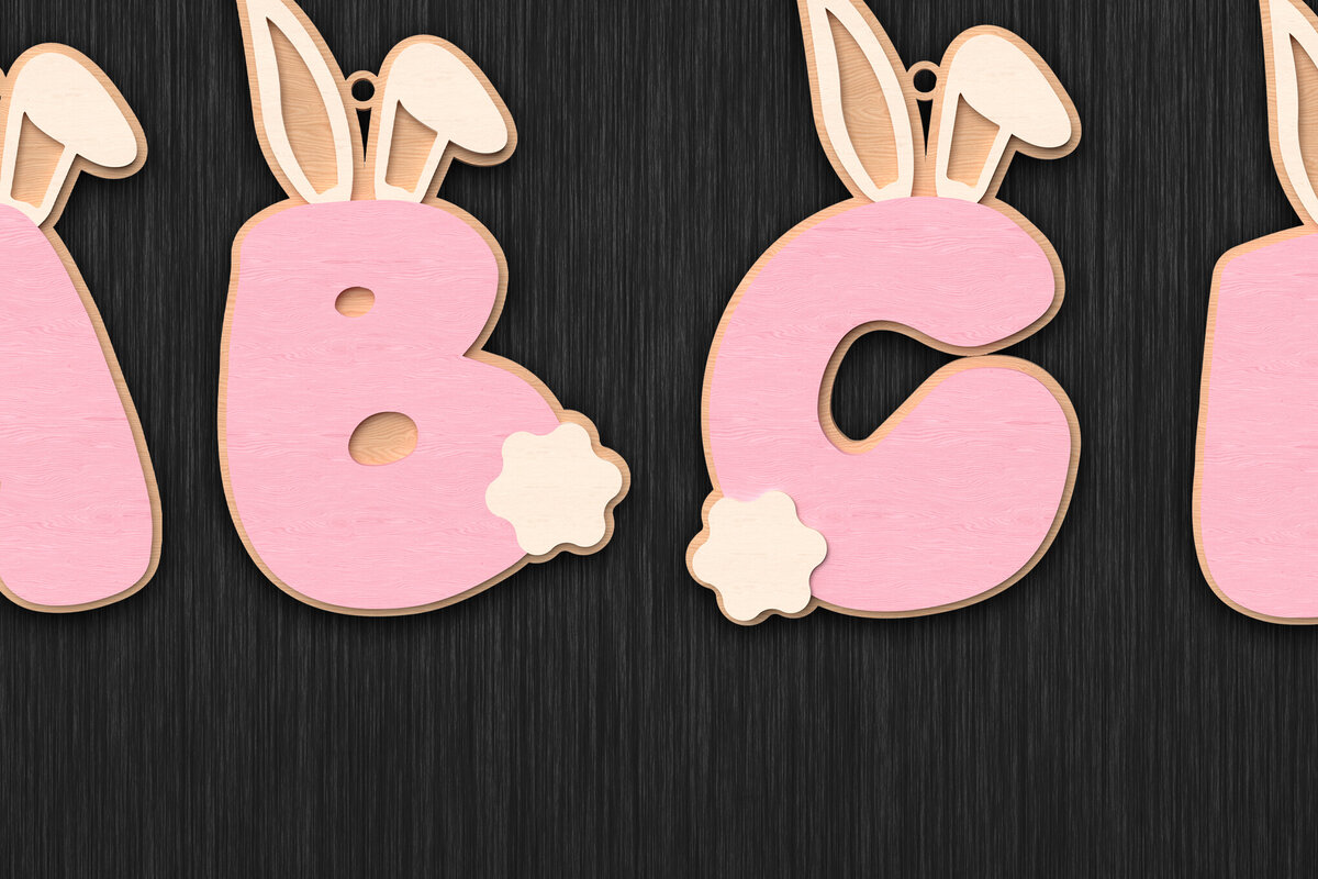 Intra απο ξύλο plywood 3mm-4mm πάχος - Πασχαλινό λαγουδάκι Αλφάβητο Ετικέτες Δίασταση 30x20 cm INTRAFABR-116016236