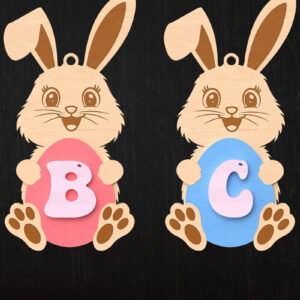 Intra απο ξύλο plywood 3mm-4mm πάχος - Πασχαλινό λαγουδάκι Αλφάβητο  Δίασταση 30x20 cm INTRAFABR-115518944