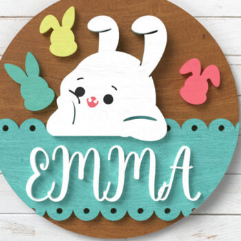 Intra απο ξύλο plywood 3mm-4mm πάχος - Ετικέτα Easter Bunny Basket - Laser Cut Δίασταση 6x6 cm INTRAFABR-116574399 - Image 1