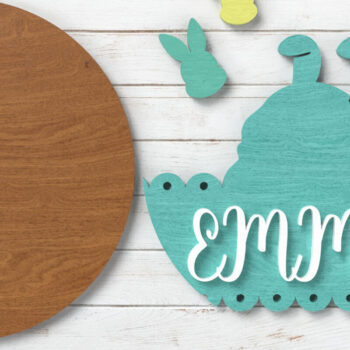 Intra απο ξύλο plywood 3mm-4mm πάχος - Ετικέτα Easter Bunny Basket - Laser Cut Δίασταση 6x6 cm INTRAFABR-116574399 - Image 2