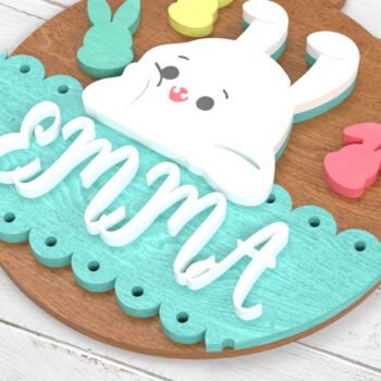 Intra απο ξύλο plywood 3mm-4mm πάχος - Ετικέτα Easter Bunny Basket - Laser Cut Δίασταση 6x6 cm INTRAFABR-116574399 - Image 3