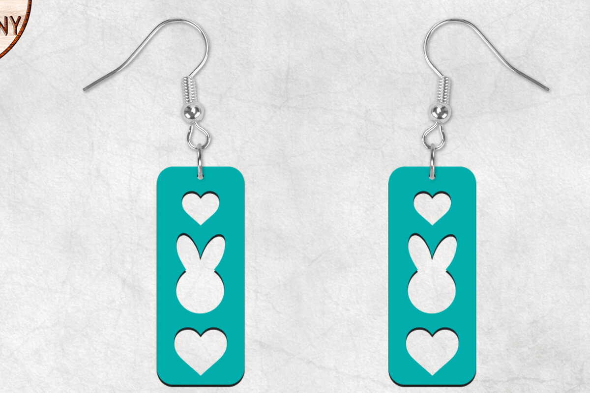 Intra απο ξύλο plywood 3mm-4mm πάχος - Πασχαλινά σκουλαρίκια Boho Bunny Δίασταση 3x3 cm INTRAFABR-28928402