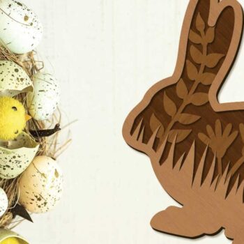 Intra απο ξύλο plywood 3mm-4mm πάχος - Πασχαλινό λαγουδάκι δέσμη, διακοσμητικό πρότυπο Δίασταση 10x6 cm INTRAFABR-90044512 - Image 3