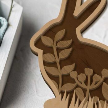 Intra απο ξύλο plywood 3mm-4mm πάχος - Πασχαλινό λαγουδάκι δέσμη, διακοσμητικό πρότυπο Δίασταση 10x6 cm INTRAFABR-90044512 - Image 4