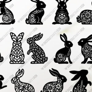 Intra απο ξύλο plywood 3mm-4mm πάχος - Πασχαλινό λαγουδάκι , Floral Bunnies Δίασταση 6x6 cm INTRAFABR-119439580