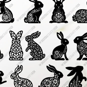 Intra απο ξύλο plywood 3mm-4mm πάχος - Πασχαλινό λαγουδάκι , Floral Bunnies Δίασταση 6x6 cm INTRAFABR-119439580 - Image 1