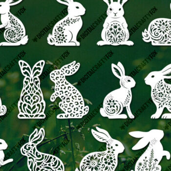 Intra απο ξύλο plywood 3mm-4mm πάχος - Πασχαλινό λαγουδάκι , Floral Bunnies Δίασταση 6x6 cm INTRAFABR-119439580 - Image 2