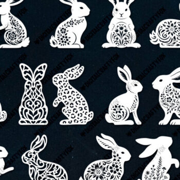 Intra απο ξύλο plywood 3mm-4mm πάχος - Πασχαλινό λαγουδάκι , Floral Bunnies Δίασταση 6x6 cm INTRAFABR-119439580 - Image 3