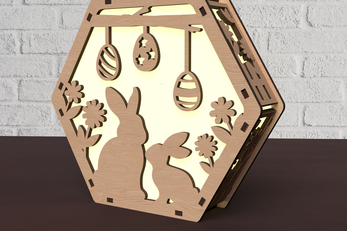 Intra απο ξύλο plywood 3mm-4mm πάχος - Λαμπροθήκη Πασχαλινό Λαγουδάκι  Δίασταση 20x20 cm INTRAFABR-116522676