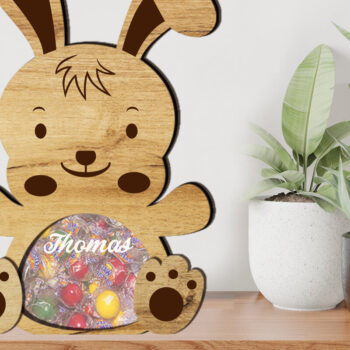 Intra απο ξύλο plywood 3mm-4mm πάχος - Πρότυπο περικοπής κουτιού καραμέλας Πάσχας λαγουδάκι Δίασταση 6x8 cm INTRAFABR-115599526 - Image 1