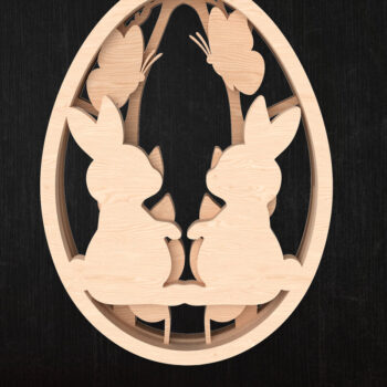 Intra απο ξύλο plywood 3mm-4mm πάχος - Πασχαλινό λαγουδάκι Ζευγάρι Στολίδι  Δίασταση 6x6 cm INTRAFABR-113447814 - Image 1