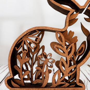 Intra απο ξύλο plywood 3mm-4mm πάχος - Πασχαλινή διακόσμηση λαγουδάκι με λουλουδάτο σχέδιο Δίασταση 7x8 cm INTRAFABR-115530351 - Image 1