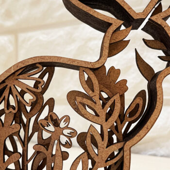 Intra απο ξύλο plywood 3mm-4mm πάχος - Πασχαλινή διακόσμηση λαγουδάκι με λουλουδάτο σχέδιο Δίασταση 7x8 cm INTRAFABR-115530351 - Image 2