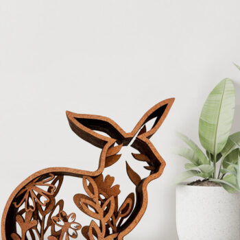 Intra απο ξύλο plywood 3mm-4mm πάχος - Πασχαλινή διακόσμηση λαγουδάκι με λουλουδάτο σχέδιο Δίασταση 7x8 cm INTRAFABR-115530351 - Image 4