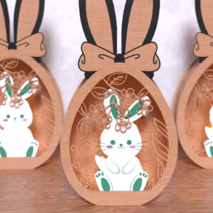 Intra απο ξύλο plywood 3mm-4mm πάχος - Πασχαλινό λαγουδάκι διακοσμητικό κουτί Laser cut Δίασταση 15x15 cm INTRAFABR-118423152