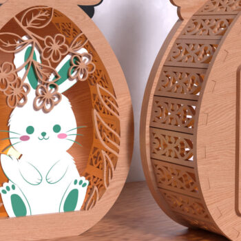 Intra απο ξύλο plywood 3mm-4mm πάχος - Πασχαλινό λαγουδάκι διακοσμητικό κουτί Laser cut Δίασταση 15x15 cm INTRAFABR-118423152 - Image 4