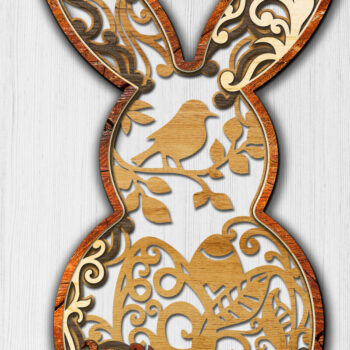 Intra απο ξύλο plywood 3mm-4mm πάχος - Πασχαλινό λαγουδάκι διακόσμηση, κομμένο πρότυπο Δίασταση 9x7 cm INTRAFABR-87435118 - Image 3