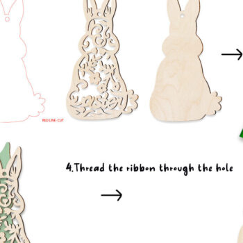 Intra απο ξύλο plywood 3mm-4mm πάχος - Easter Bunny DIY Laser  Δίασταση 15x15 cm INTRAFABR-62961964 - Image 2