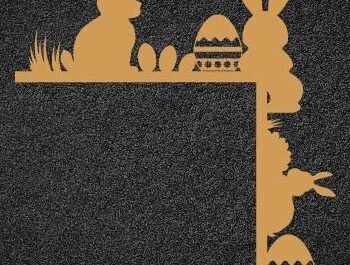 Intra απο ξύλο plywood 3mm-4mm πάχος - Πασχαλινό λαγουδάκι γωνιακή πόρτα με λέιζερ Δίασταση 15x15 cm INTRAFABR-114084370 - Image 2