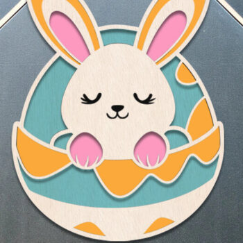 Intra απο ξύλο plywood 3mm-4mm πάχος - Easter Bunny Door , Ξύλινη στρογγυλή πινακίδα Δίασταση 15x15 cm INTRAFABR-117547902 - Image 1