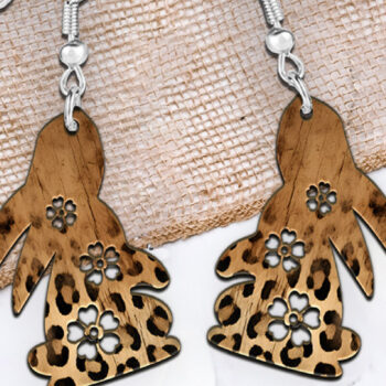 Intra απο ξύλο plywood 3mm-4mm πάχος - Πασχαλινά σκουλαρίκια λαγουδάκι με λέιζερ. Δίασταση 3x3 cm INTRAFABR-112406968 - Image 1