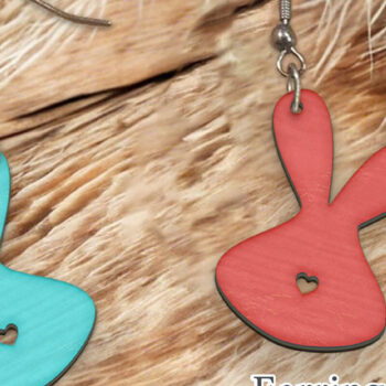 Intra απο ξύλο plywood 3mm-4mm πάχος - Πασχαλινά σκουλαρίκια λαγουδάκι με λέιζερ. Δίασταση 3x3 cm INTRAFABR-114626992 - Image 1