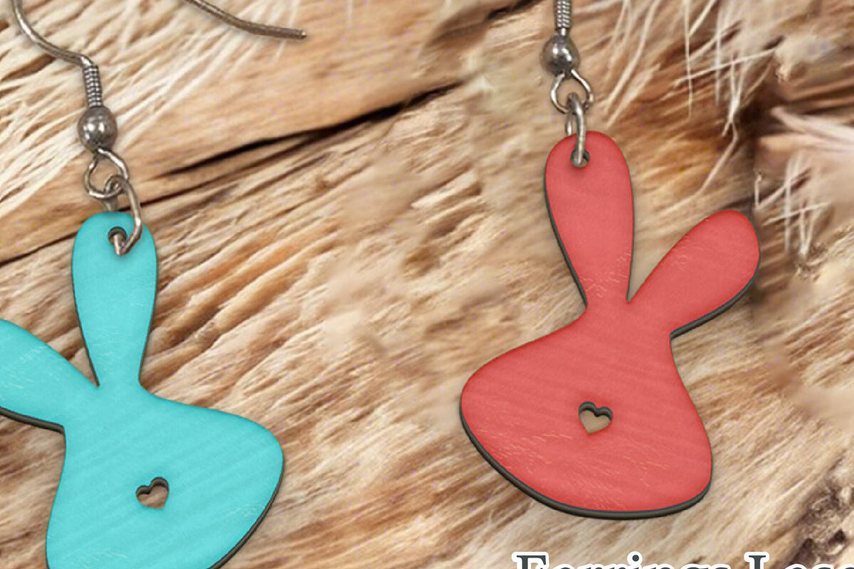 Intra απο ξύλο plywood 3mm-4mm πάχος - Πασχαλινά σκουλαρίκια λαγουδάκι με λέιζερ. Δίασταση 3x3 cm INTRAFABR-114626992