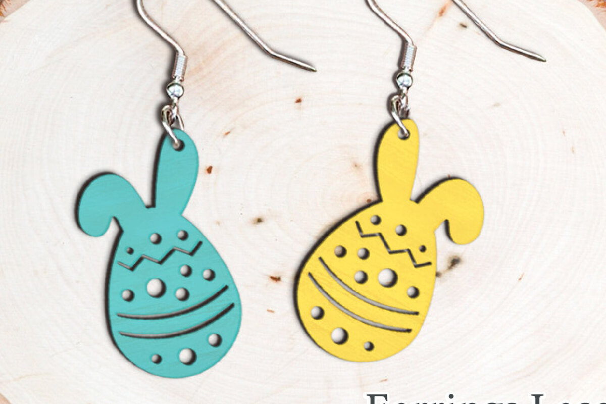 Intra απο ξύλο plywood 3mm-4mm πάχος - Πασχαλινά σκουλαρίκια λαγουδάκι με λέιζερ. Δίασταση 3x3 cm INTRAFABR-114703737