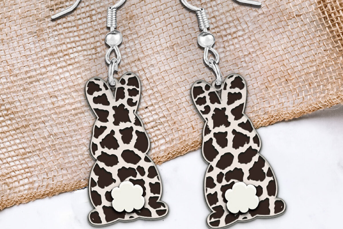 Intra απο ξύλο plywood 3mm-4mm πάχος - Πασχαλινά σκουλαρίκια λαγουδάκι με λέιζερ. Δίασταση 3x3 cm INTRAFABR-111835199