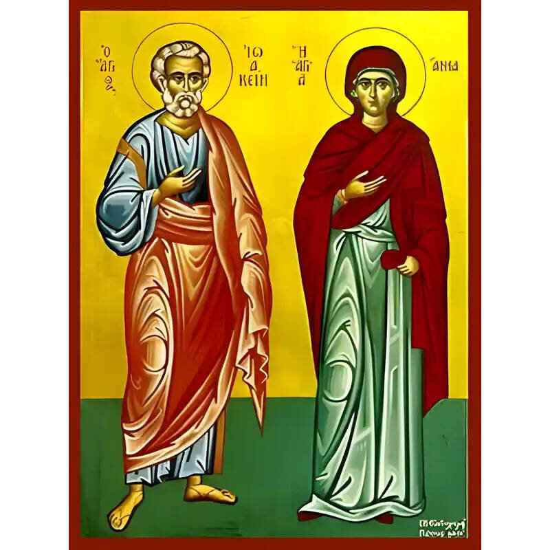 Εικόνα Ορθοδοξίας με περίγραμμα χρυσό σε ξύλο Φλαμουρίας  με  βάση Εικόνα ΑΓΙΟΙ ΙΩΑΚΕΙΜ ΚΑΙ ΑΝΝΑ, ΘΕΟΠΑΤΟΡΕΣ, ΟΛΟΣΩΜΟΙ Χειροποίητη Ελληνορθόδοξη εικόνα του Ιησού Χριστού, Κρεμαστή πλάκα βυζαντινής τέχνης, χριστιανική τέχνη Διάσταση 40x30 cm (10,2x7,9 ίντσες)  INTRAEK-1447757865163