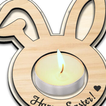 Intra απο ξύλο plywood 3mm-4mm πάχος - Κηροπήγιο τσαγιού Easter Bunny Ears  Δίασταση 15x15 cm INTRAFABR-118216555 - Image 2