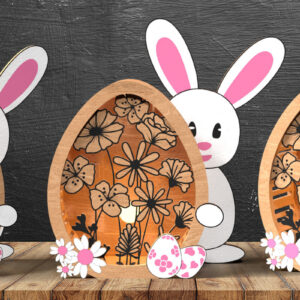 Intra απο ξύλο plywood 3mm-4mm πάχος - Πασχαλινό λαγουδάκι & αυγό 3D Layered Shadow Box Δίασταση 25x25 cm INTRAFABR-117926648