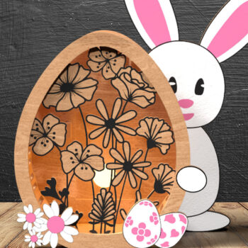 Intra απο ξύλο plywood 3mm-4mm πάχος - Πασχαλινό λαγουδάκι & αυγό 3D Layered Shadow Box Δίασταση 25x25 cm INTRAFABR-117926648 - Image 2