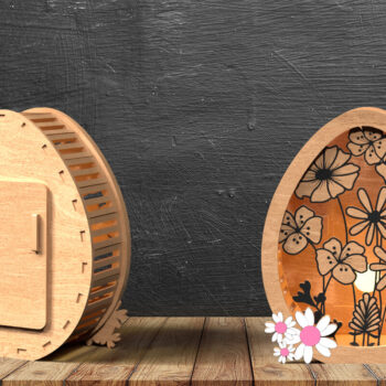 Intra απο ξύλο plywood 3mm-4mm πάχος - Πασχαλινό λαγουδάκι & αυγό 3D Layered Shadow Box Δίασταση 25x25 cm INTRAFABR-117926648 - Image 5