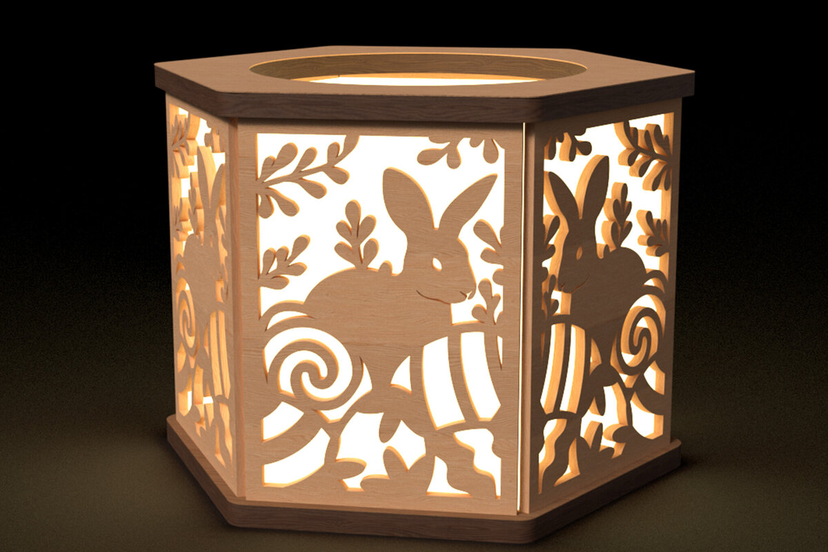 Intra απο ξύλο plywood 3mm-4mm πάχος - Κηροπήγιο Πασχαλινό Λαγουδάκι &amp; Αυγό Δίασταση 30x20 cm INTRAFABR-115911826