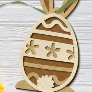 Intra απο ξύλο plywood 3mm-4mm πάχος - Διακόσμηση πασχαλινών αυγών με λαγουδάκι, κομμένο  Δίασταση 4x5 cm INTRAFABR-89616819