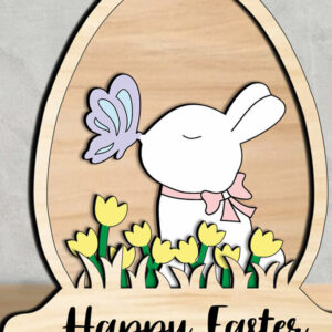 Intra απο ξύλο plywood 3mm-4mm πάχος - Διακόσμηση σπιτιού Easter Bunny Egg Globe Δίασταση 15x15 cm INTRAFABR-118945169