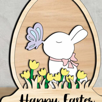 Intra απο ξύλο plywood 3mm-4mm πάχος - Διακόσμηση σπιτιού Easter Bunny Egg Globe Δίασταση 15x15 cm INTRAFABR-118945169 - Image 1