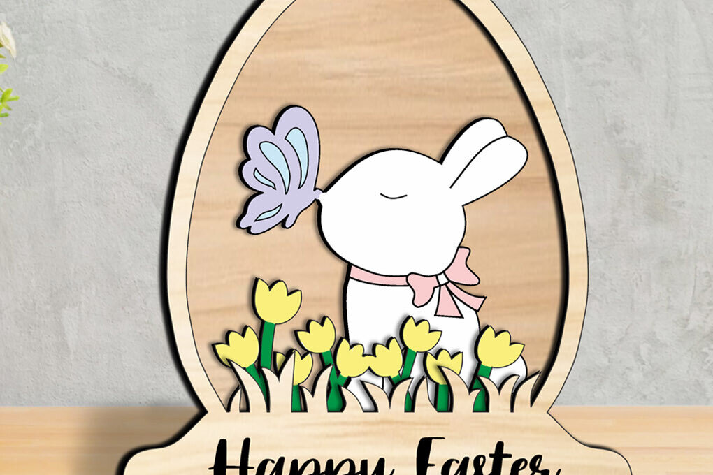 Intra απο ξύλο plywood 3mm-4mm πάχος - Διακόσμηση σπιτιού Easter Bunny Egg Globe Δίασταση 15x15 cm INTRAFABR-118945169