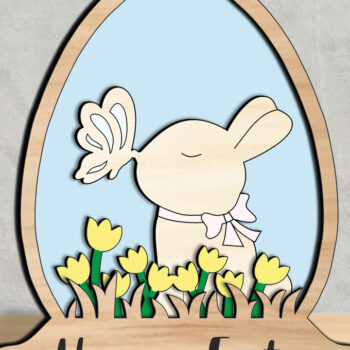 Intra απο ξύλο plywood 3mm-4mm πάχος - Διακόσμηση σπιτιού Easter Bunny Egg Globe Δίασταση 15x15 cm INTRAFABR-118945169 - Image 2