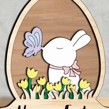 Intra απο ξύλο plywood 3mm-4mm πάχος - Διακόσμηση σπιτιού Easter Bunny Egg Globe Δίασταση 15x15 cm INTRAFABR-118945169 - Image 3