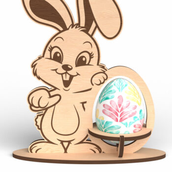 Intra απο ξύλο plywood 3mm-4mm πάχος - Πασχαλινό λαγουδάκι Αυγοθήκη  Δίασταση 30x20 cm INTRAFABR-116523051 - Image 1