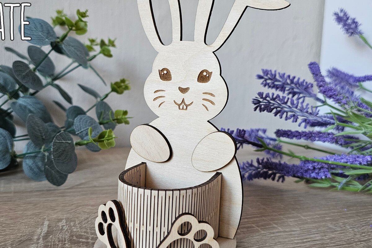 Intra απο ξύλο plywood 3mm-4mm πάχος - Πασχαλινή θήκη αυγών για λαγουδάκι ,  Δίασταση 4x4 cm INTRAFABR-116833829