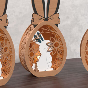 Intra απο ξύλο plywood 3mm-4mm πάχος - Φανάρι Easter Bunny Egg -3D Layered  Δίασταση 20x20 cm INTRAFABR-118468532 - Image 2