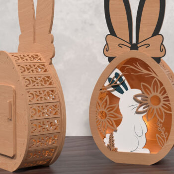Intra απο ξύλο plywood 3mm-4mm πάχος - Φανάρι Easter Bunny Egg -3D Layered  Δίασταση 20x20 cm INTRAFABR-118468532 - Image 3