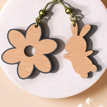 Intra απο ξύλο plywood 3mm-4mm πάχος - Σκουλαρίκια κομμένα με λέιζερ Easter Bunny & Egg Δίασταση 2x2 cm INTRAFABR-117934815 - Image 3